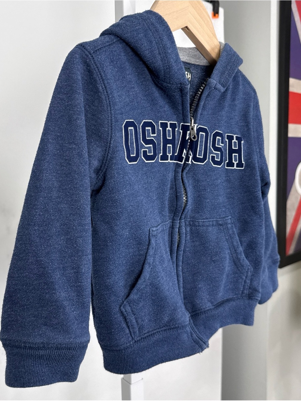 OshKosh B'Gosh Boys Size 3T/3A Full Zip Logo Blue Hoodie - Picture 3 of 8